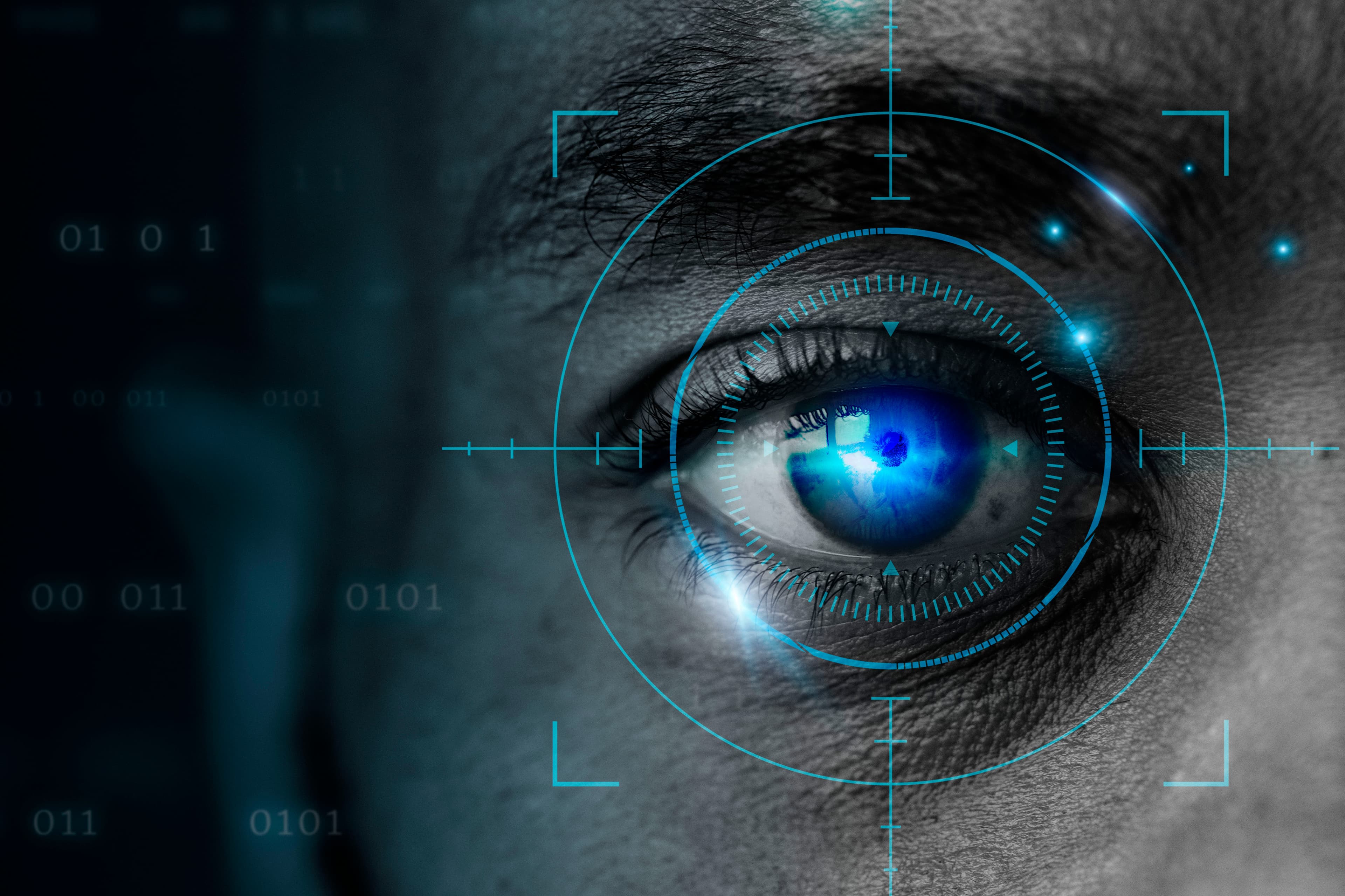 Close-up of secure biometric and card authentication technology